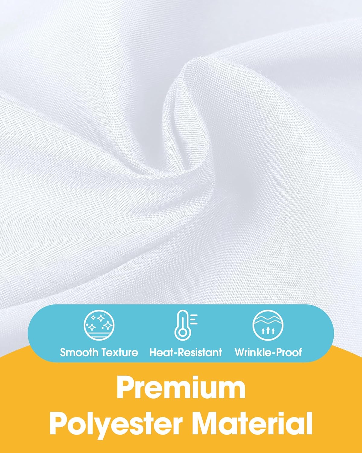White Fabric Rectangle Table Cloth - 6 Pack, 60" × 84" Washable Tablecloth for 5FT Tables, Wrinkle-Resistant & Heat-Proof Table Cover for Weddings, Dinners & Parties