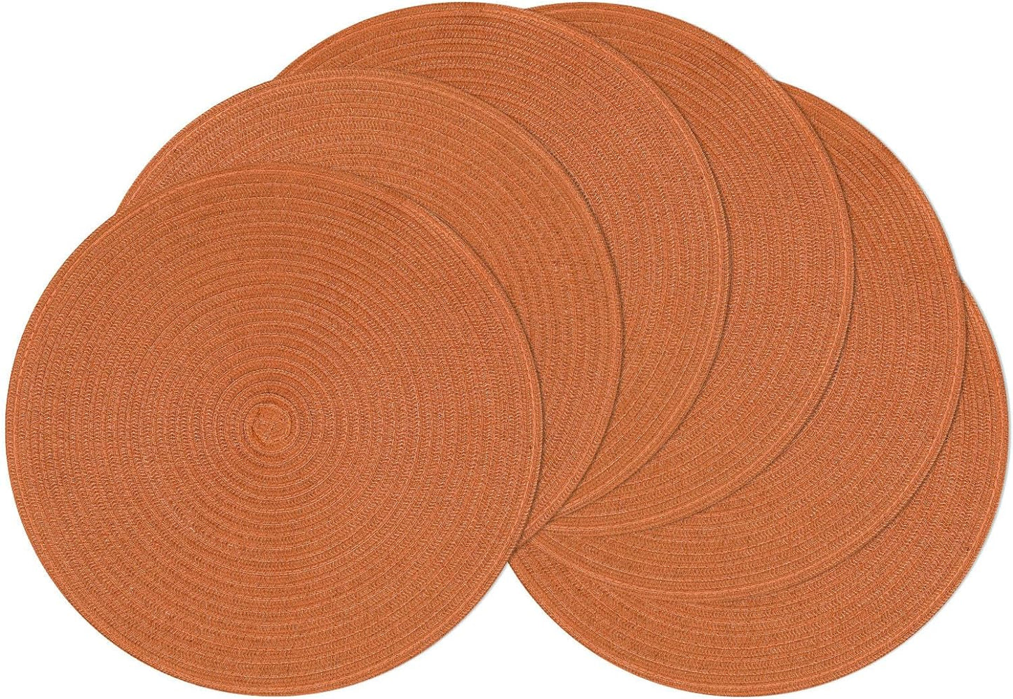 SHACOS 15 inch Beige Round Placemats Set of 12 for Dining Table Woven Braided Circle Place Mats Kitchen Placemat Washable Table Mats