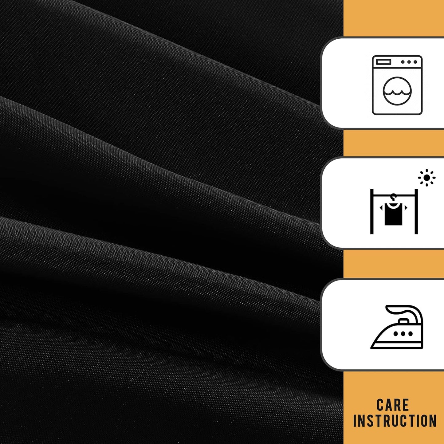 Obstal Black Tablecloth Fitted for 6ft Rectangle Table - Water Resistant Polyester Table Cover for Indoor/Outdoor Use, 72x30 inches