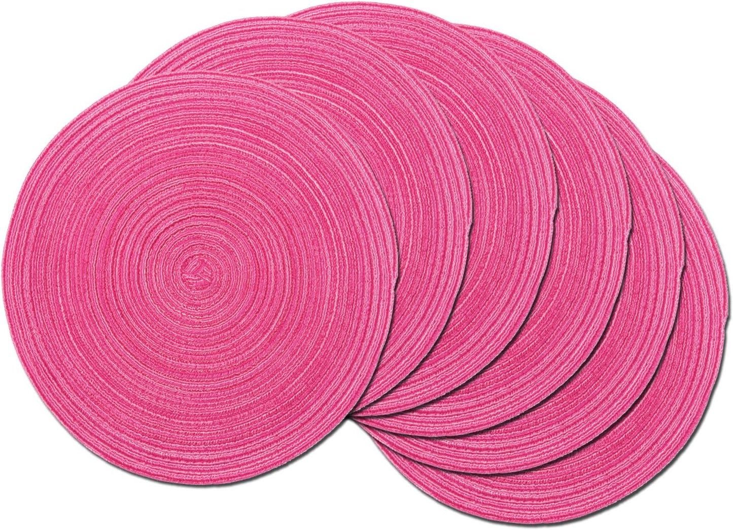 SHACOS 15 inch Beige Round Placemats Set of 12 for Dining Table Woven Braided Circle Place Mats Kitchen Placemat Washable Table Mats