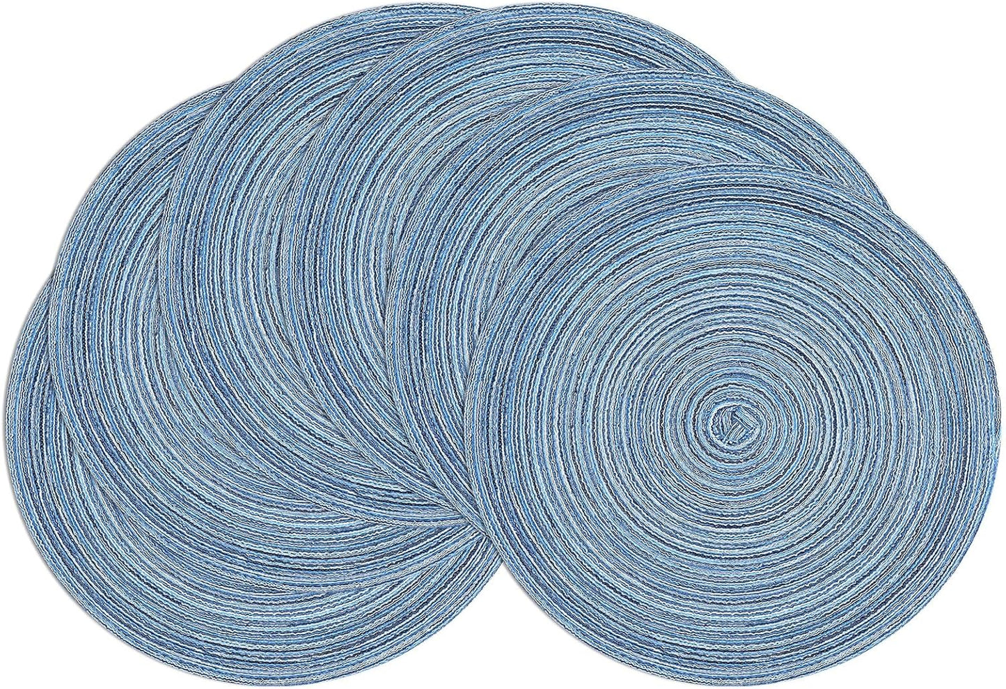 SHACOS 15 inch Beige Round Placemats Set of 12 for Dining Table Woven Braided Circle Place Mats Kitchen Placemat Washable Table Mats
