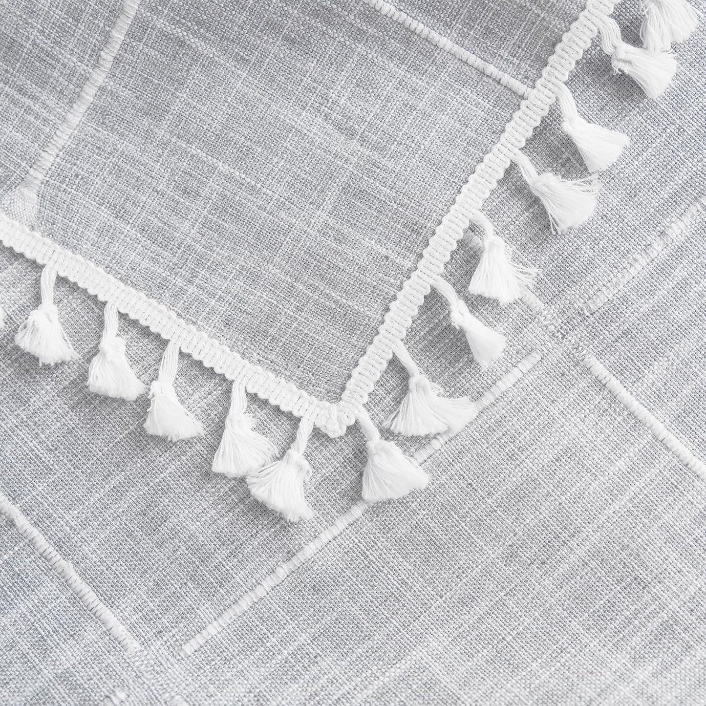 Oubonun Cotton Linen Rectangular Tablecloth - Wrinkle Resistant & Waterproof - Machine Washable Table Cloth with Tassels for Kitchen & Dining, 55''x86'', 6-8 Seats, Grey