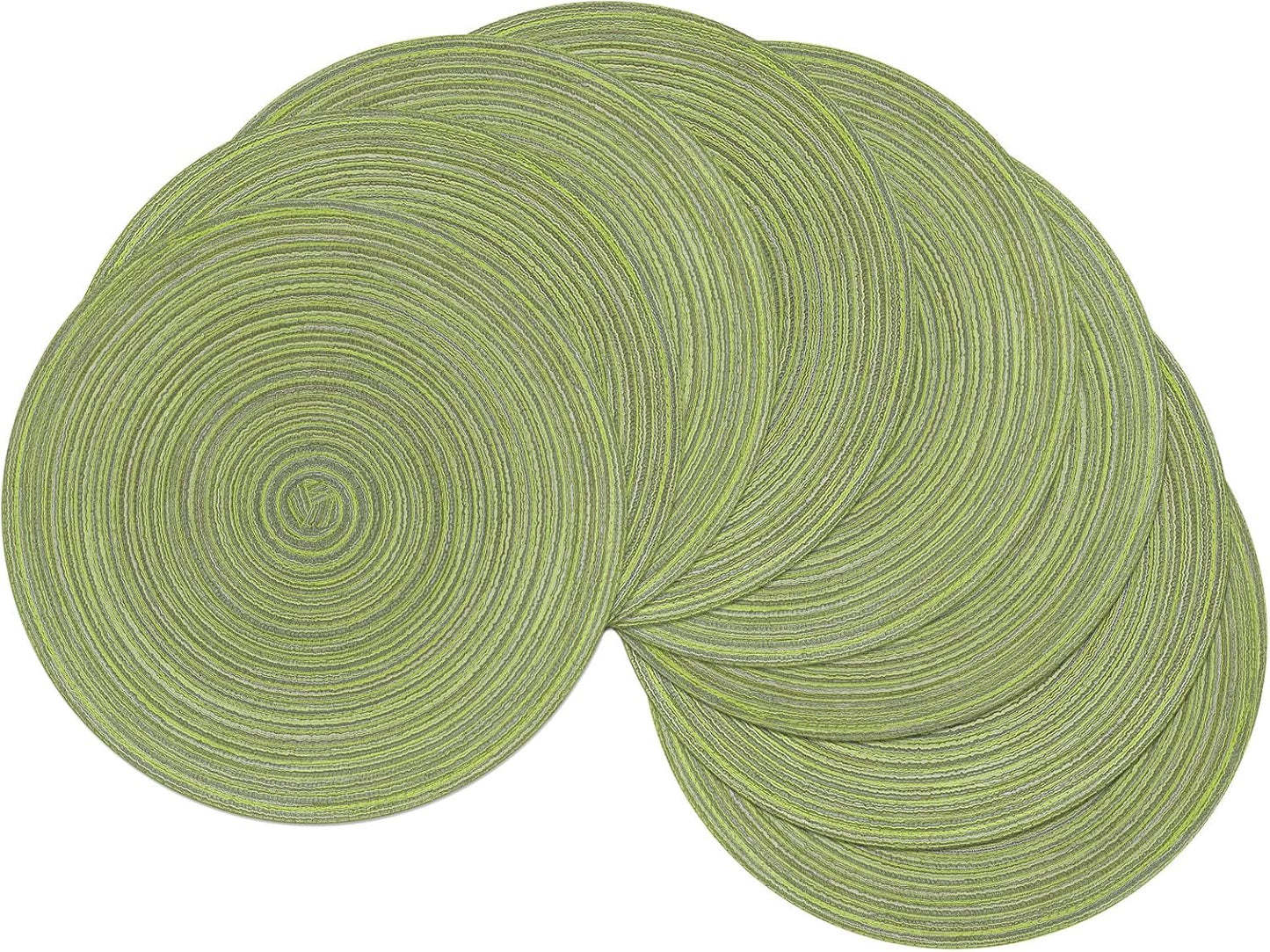 SHACOS 15 inch Beige Round Placemats Set of 12 for Dining Table Woven Braided Circle Place Mats Kitchen Placemat Washable Table Mats
