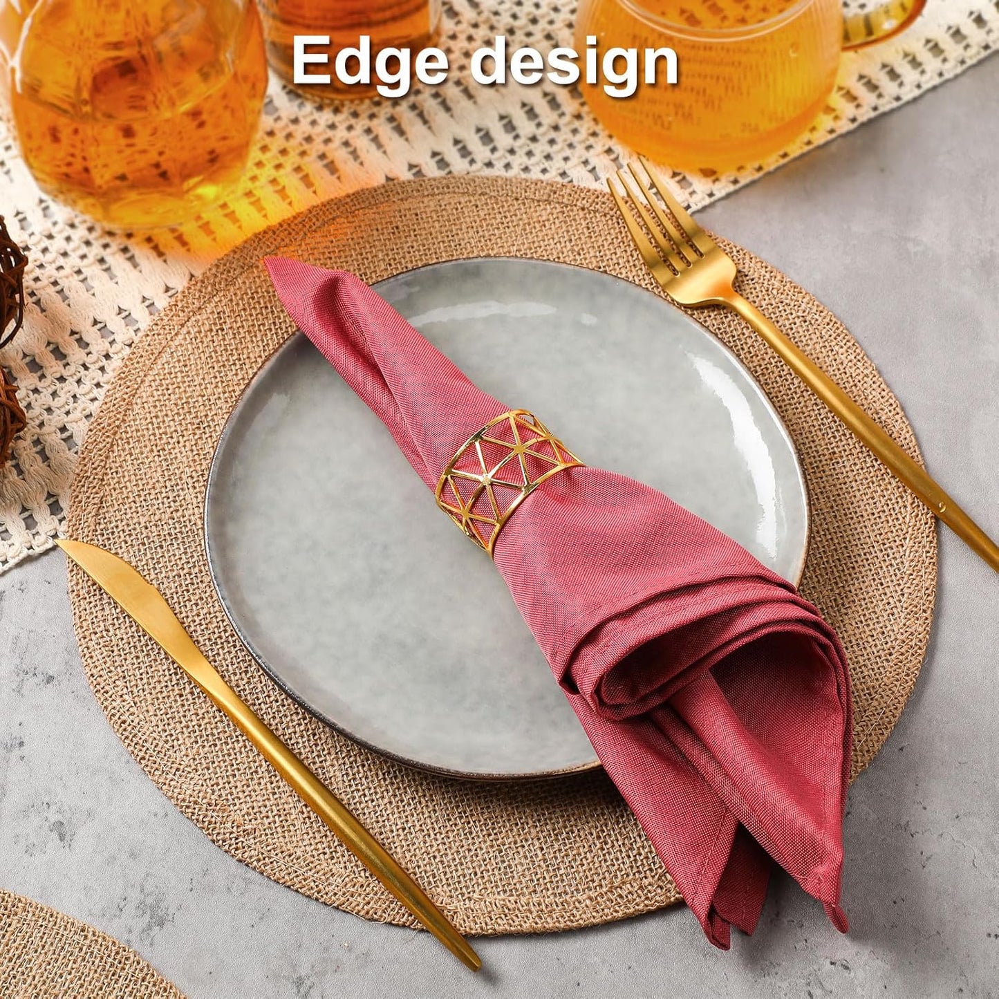 Yunlly Set of 48 Burlap Round Placemats Bulk Burlap Circle Rustic Table Decorations Jute Farmhouse Placemats Heat Resistant Round Table Mats Charger Place Mats for Christmas(11.8 in,Brown)