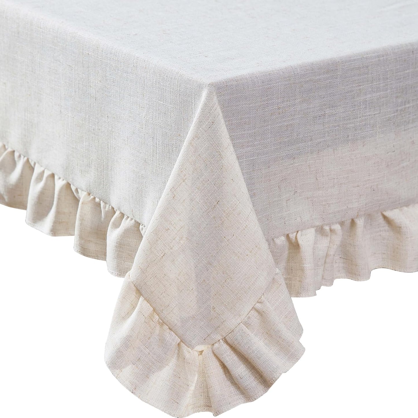 Laura Ashley Dothan Luxury Linen Blend Tablecloth for Formal Dining, Holiday, Wedding or Party, 60" x 120", Taupe