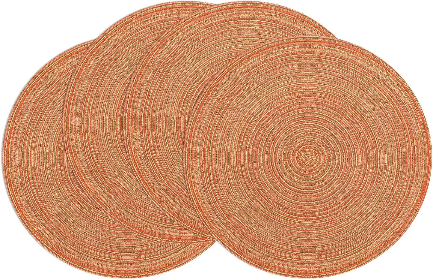 SHACOS 15 inch Beige Round Placemats Set of 12 for Dining Table Woven Braided Circle Place Mats Kitchen Placemat Washable Table Mats