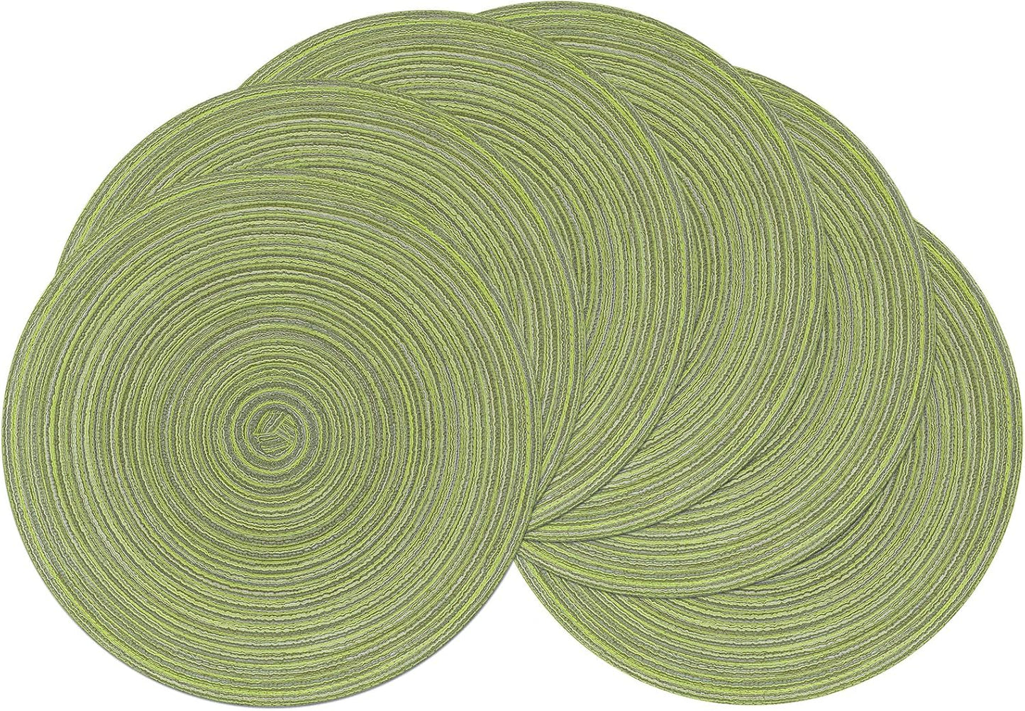 SHACOS 15 inch Beige Round Placemats Set of 12 for Dining Table Woven Braided Circle Place Mats Kitchen Placemat Washable Table Mats