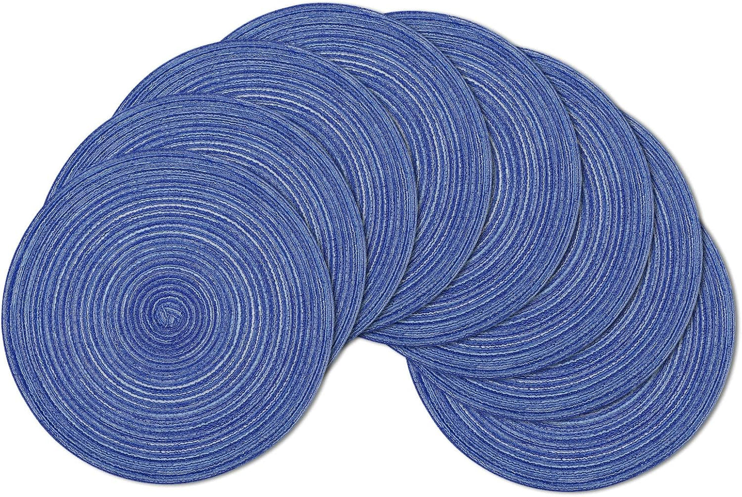 SHACOS 15 inch Beige Round Placemats Set of 12 for Dining Table Woven Braided Circle Place Mats Kitchen Placemat Washable Table Mats