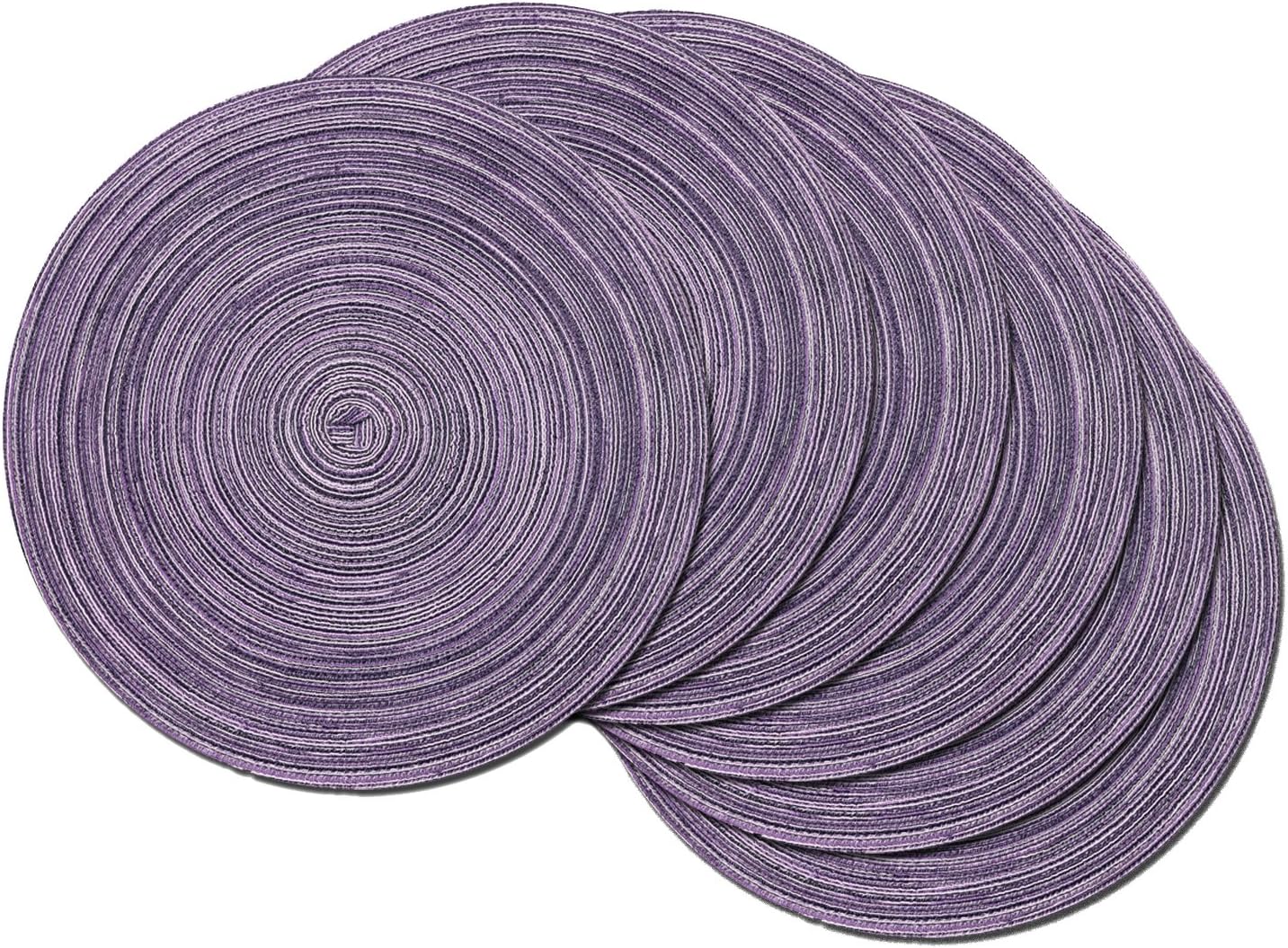 SHACOS 15 inch Beige Round Placemats Set of 12 for Dining Table Woven Braided Circle Place Mats Kitchen Placemat Washable Table Mats