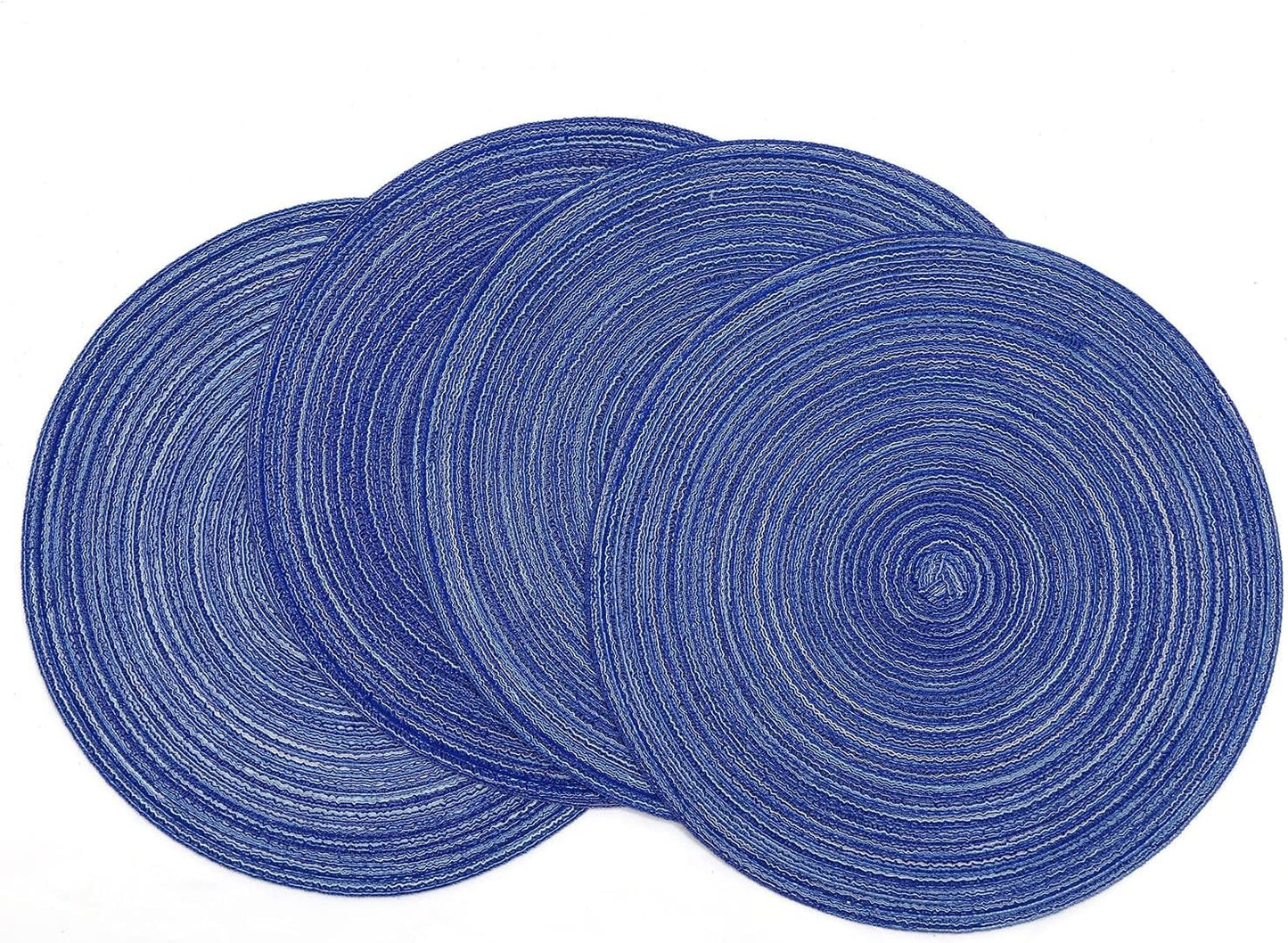 SHACOS 15 inch Beige Round Placemats Set of 12 for Dining Table Woven Braided Circle Place Mats Kitchen Placemat Washable Table Mats