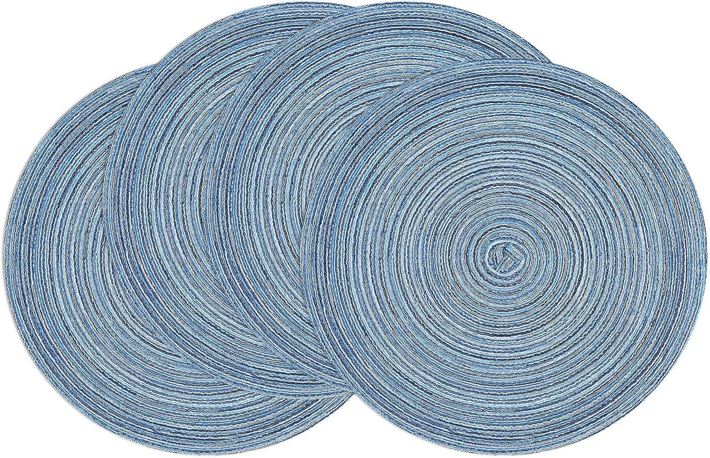 SHACOS 15 inch Beige Round Placemats Set of 12 for Dining Table Woven Braided Circle Place Mats Kitchen Placemat Washable Table Mats