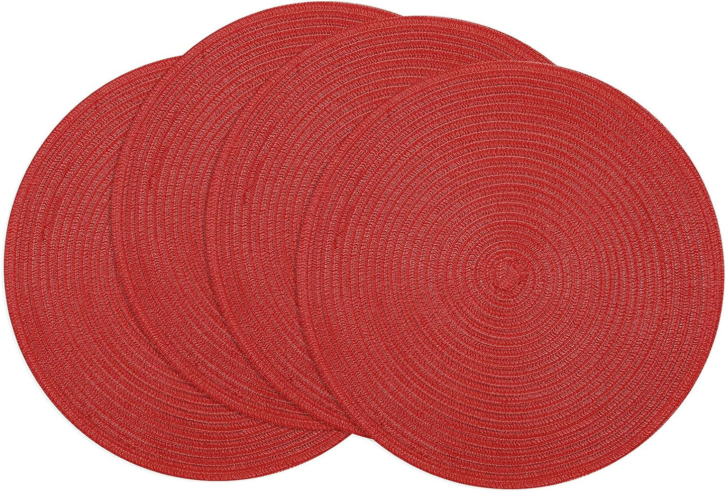 SHACOS 15 inch Beige Round Placemats Set of 12 for Dining Table Woven Braided Circle Place Mats Kitchen Placemat Washable Table Mats