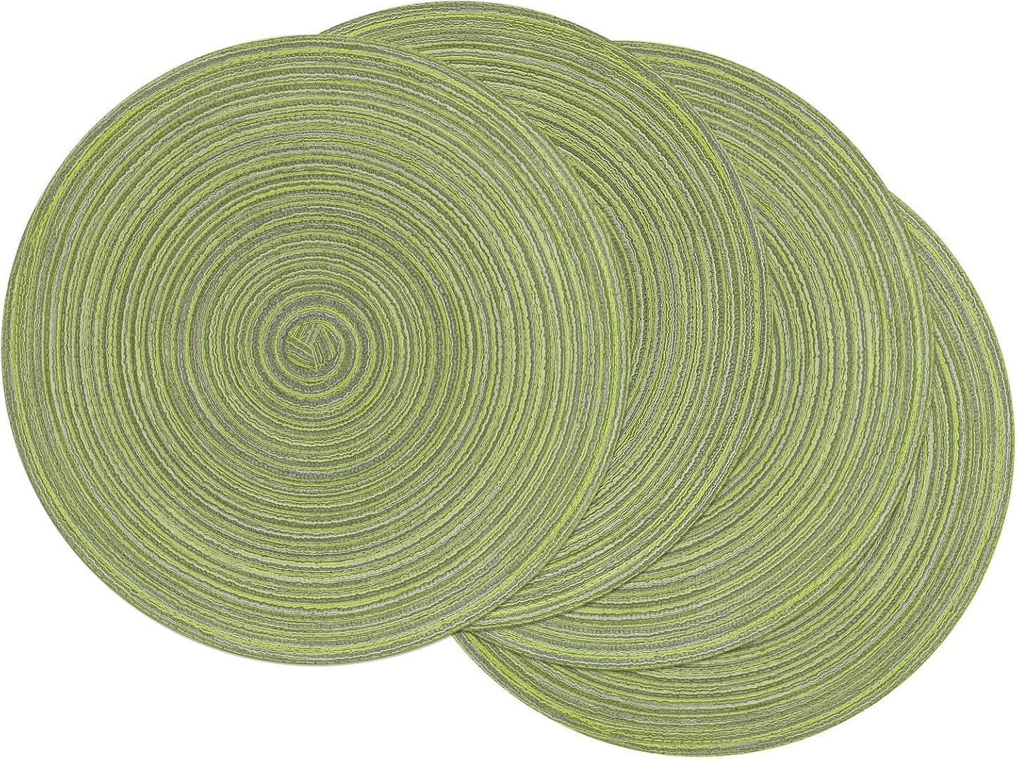 SHACOS 15 inch Beige Round Placemats Set of 12 for Dining Table Woven Braided Circle Place Mats Kitchen Placemat Washable Table Mats