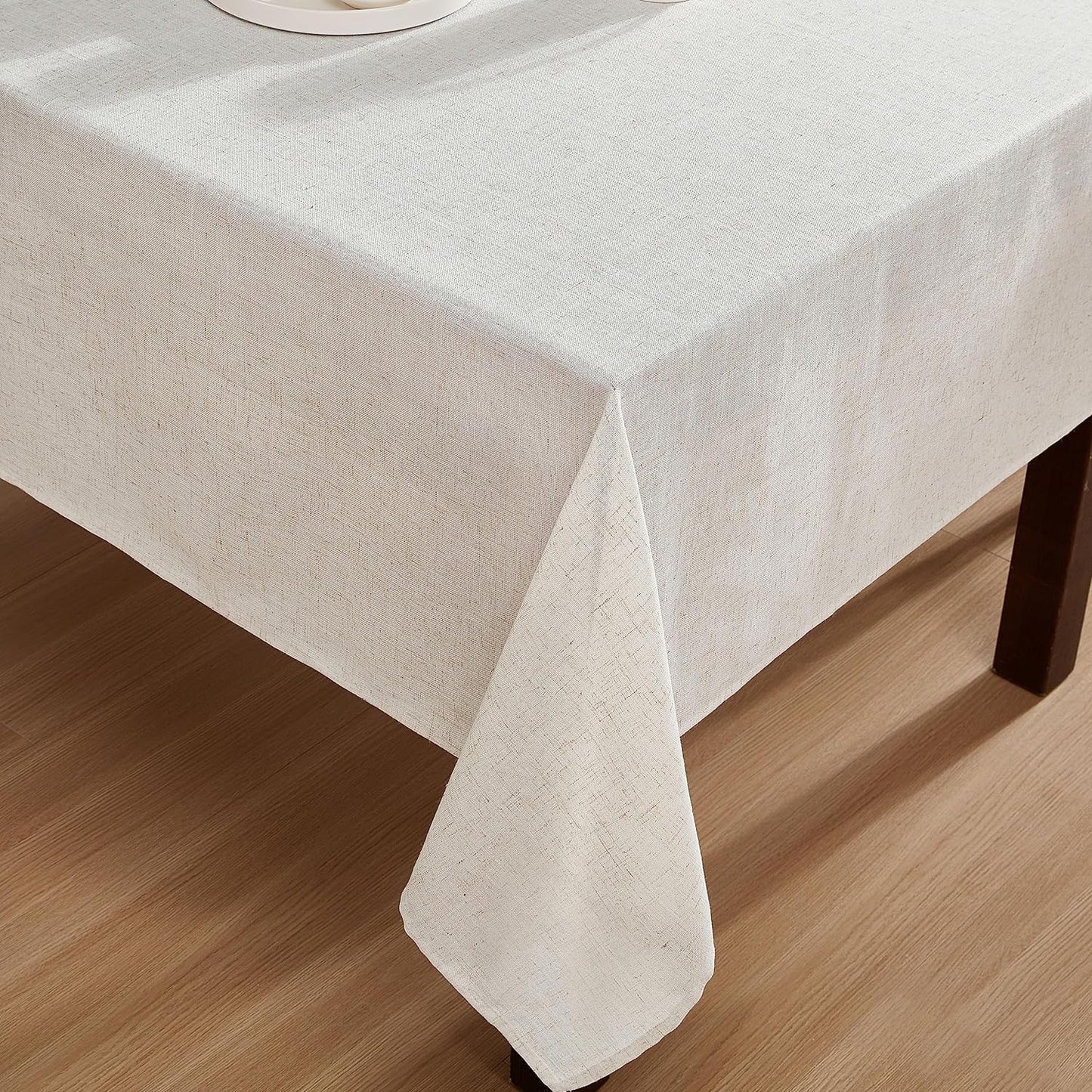 Laura Ashley Dothan Luxury Linen Blend Tablecloth for Formal Dining, Holiday, Wedding or Party, 60" x 120", Taupe
