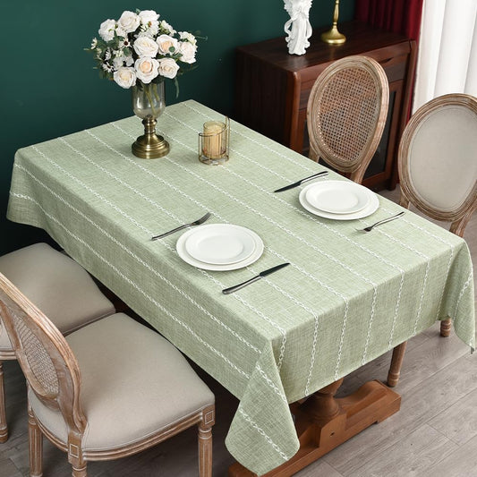 Zobesta Sage Green Tablecloth 53 x 86 Inch Cotton Green Table Cloth Rectangle Table, Farmhouse Soft Boho Tablecloths Rectangular for Kitchen, Party, Wedding, Picnic, Outdoor Tablecloth