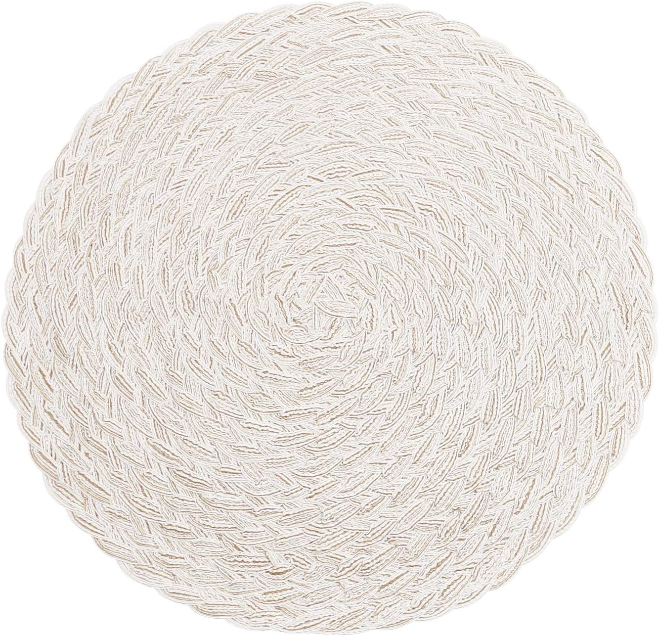 SHACOS 15 inch Beige Round Placemats Set of 12 for Dining Table Woven Braided Circle Place Mats Kitchen Placemat Washable Table Mats