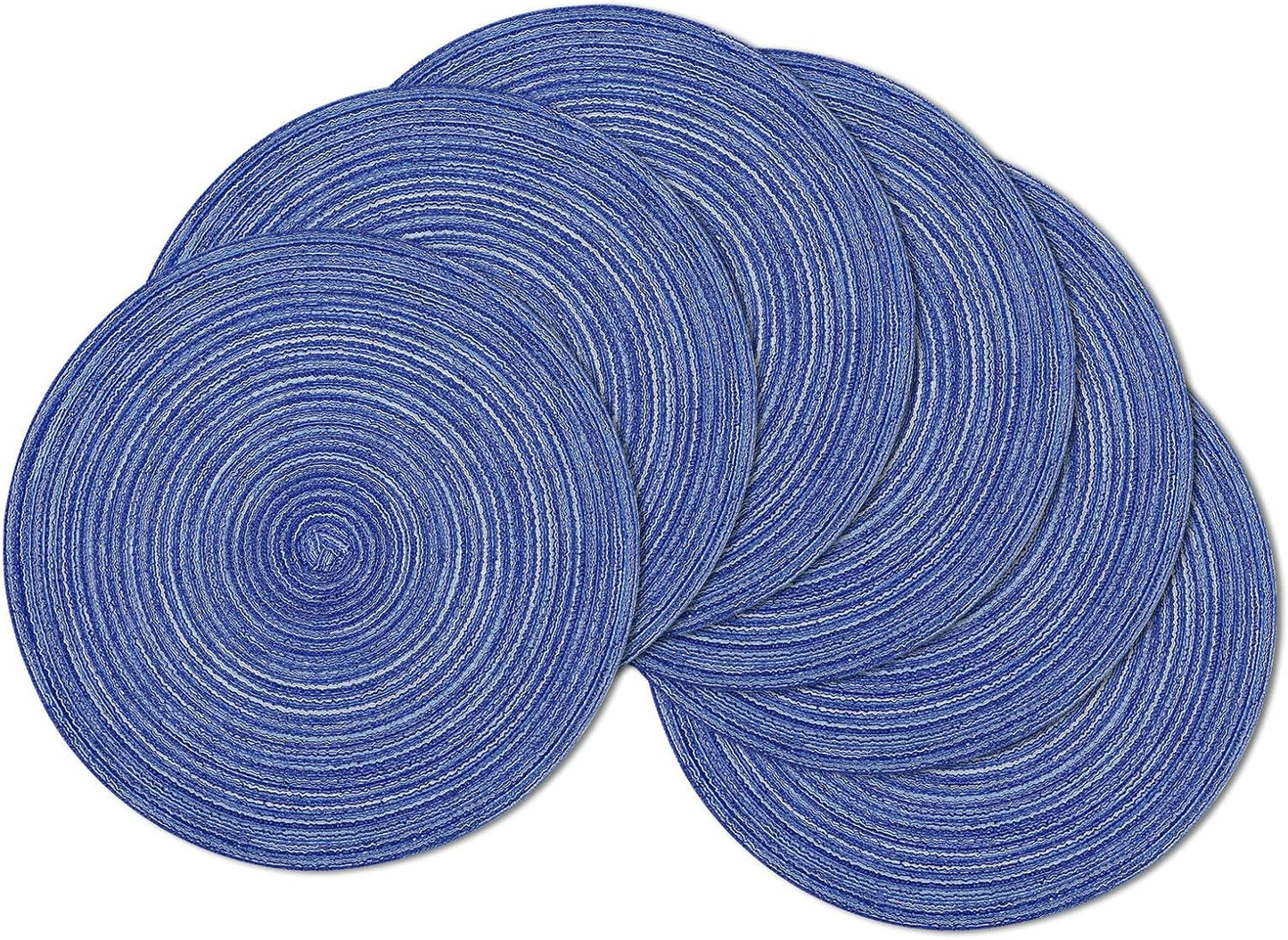 SHACOS 15 inch Beige Round Placemats Set of 12 for Dining Table Woven Braided Circle Place Mats Kitchen Placemat Washable Table Mats
